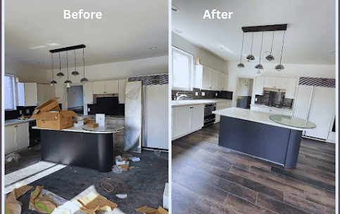 Before and after kitchen cleaning in a Denver home