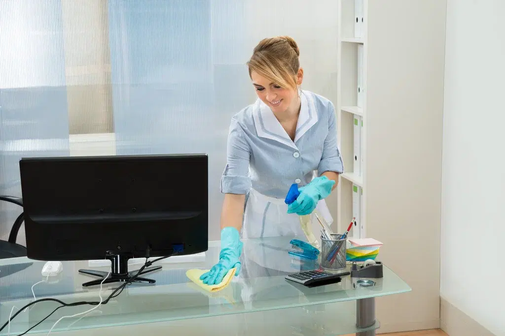 Office cleaning crew working in a Littleton, Colorado office suite