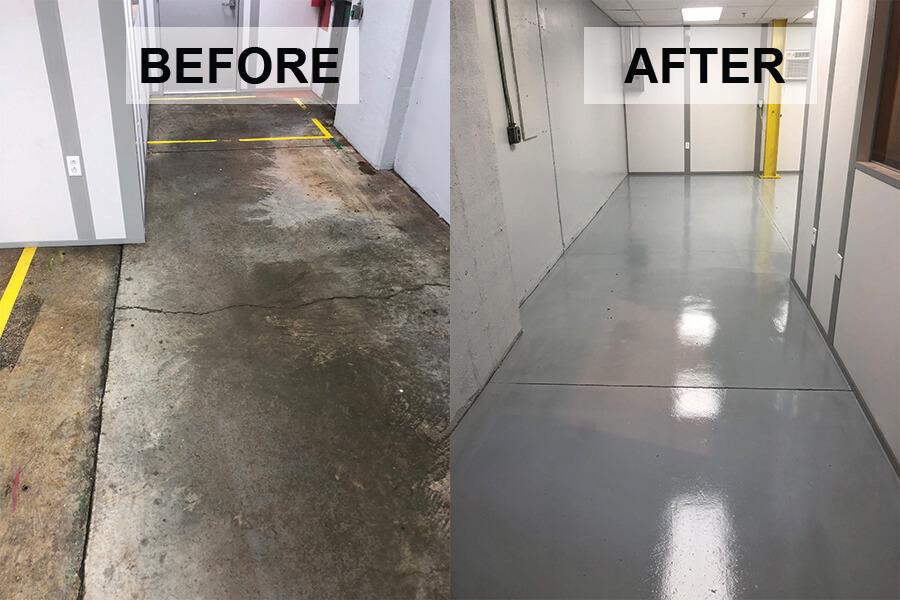 Before and after post construction cleaning of a new Denver interior