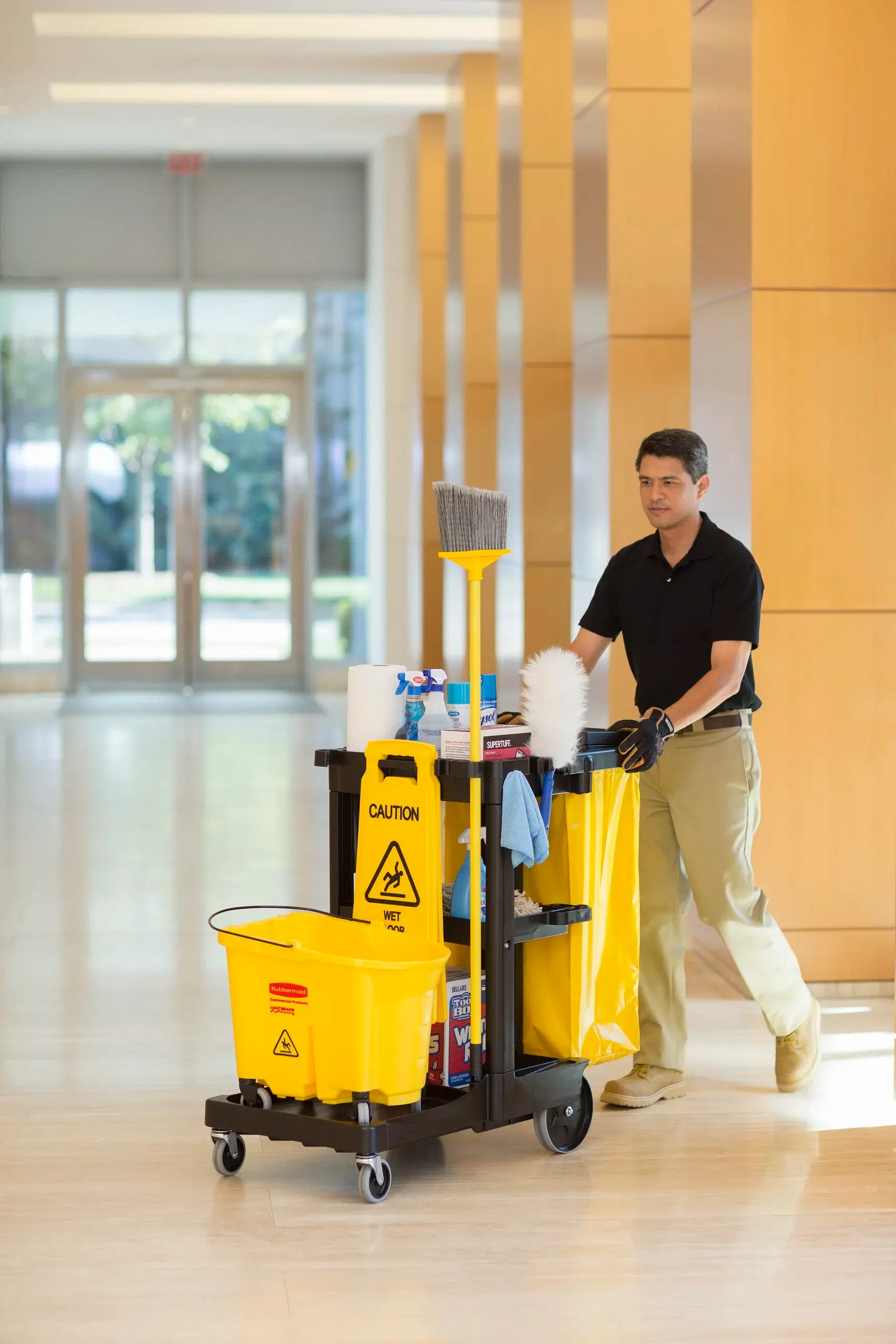 Royal Clean Solutions commercial cleaning crew working in a Denver facility