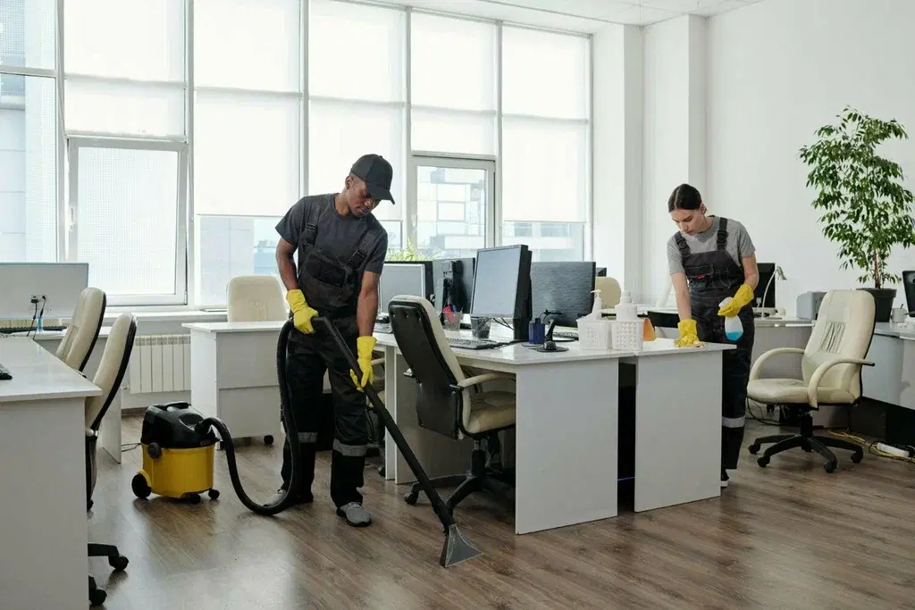 Commercial cleaning team working in a Denver retail environment