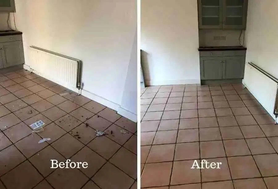Before and after hard floor restoration in a Denver facility